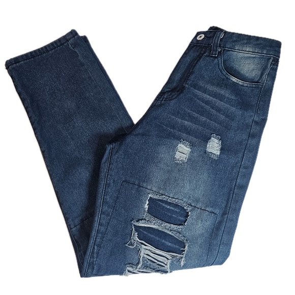 MISSLOOK Denim - Misslook Jeans Womens Small Blue Distressed Ripped Straight Leg Denim Pants